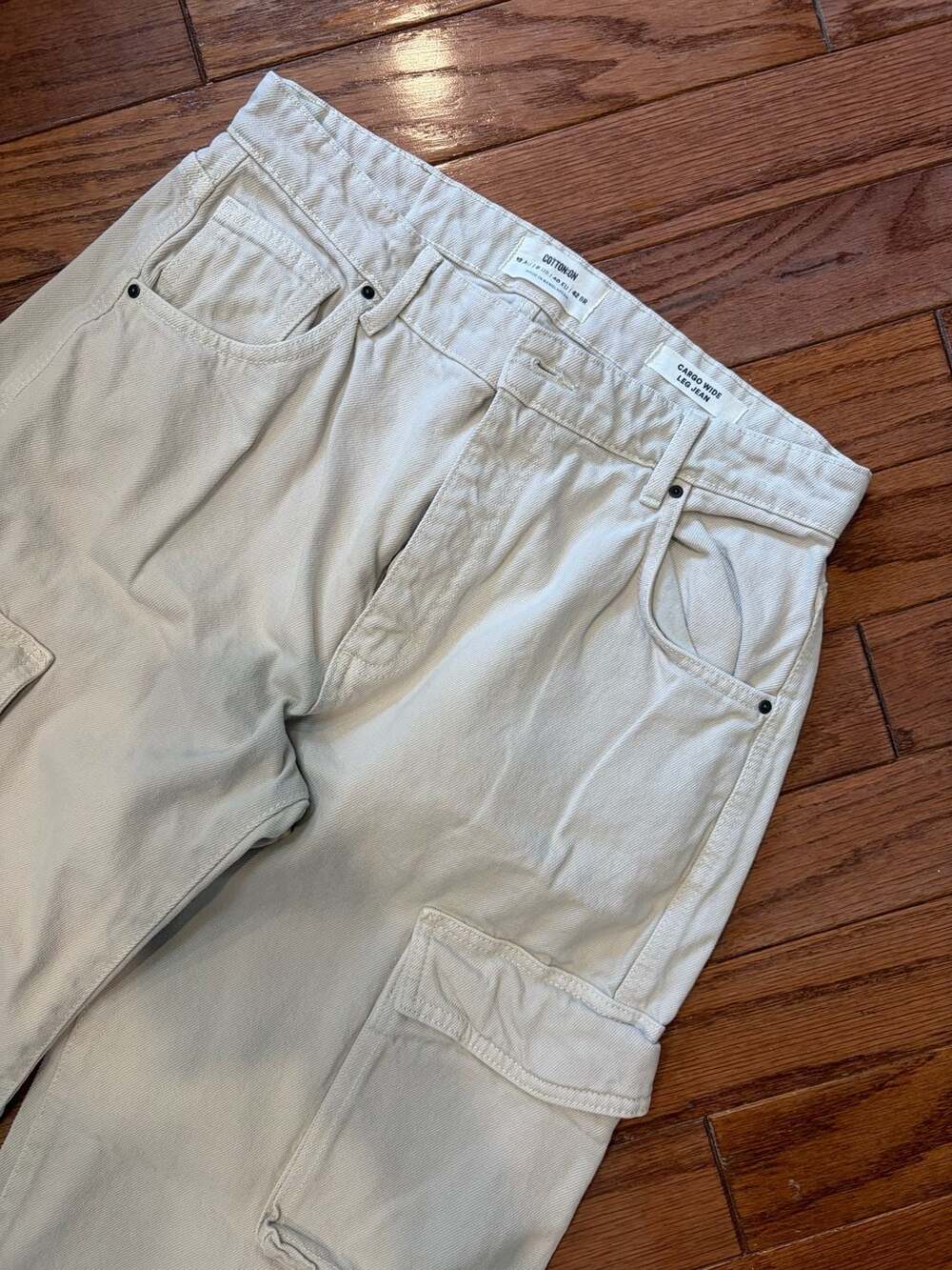 Cotton On Cargo Wide Leg Jean Off White